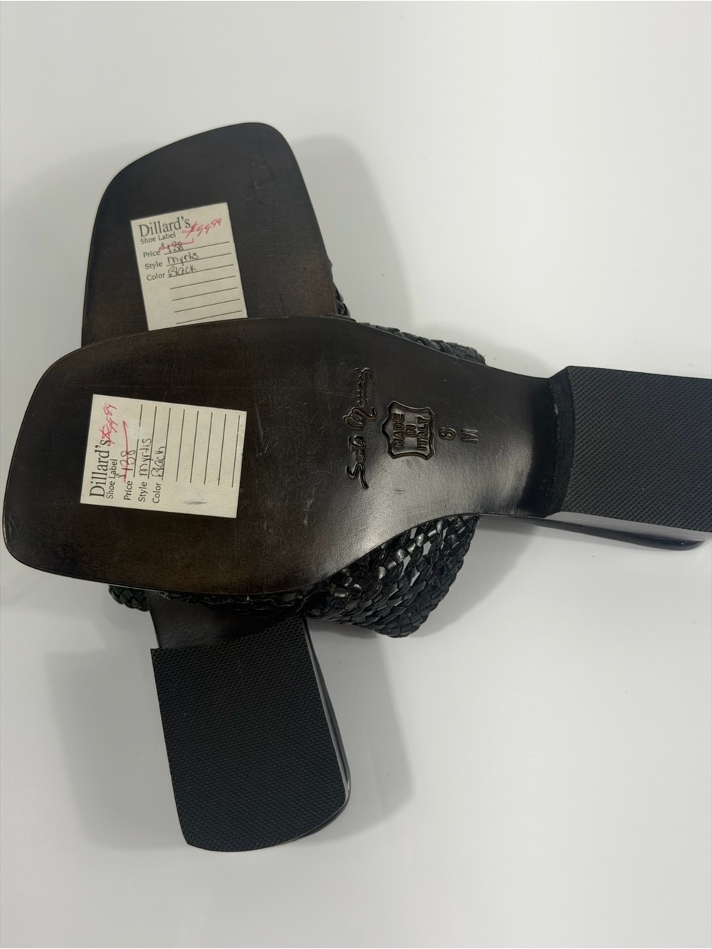 Sesto Meucci Myrtis Black Woven Leather Slide Sandals Made in Italy Women’s 6M - Picture 7 of 11